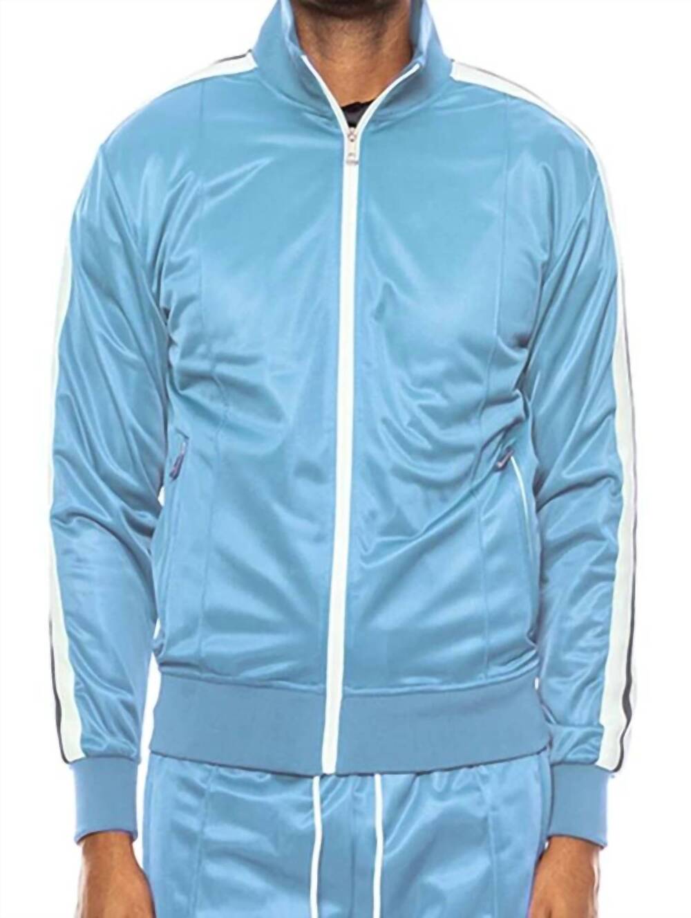 NEW WEIV striped tape full zip track jacket in blue